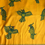 Kalpataru Parakeet Kalamkari Silk Saree - Mustard
