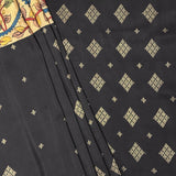 Kalpataru Half and Half Kalamkari Silk Saree - Black and Beige