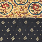 Kalpataru Half and Half Kalamkari Silk Saree - Black and Beige