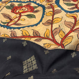 Kalpataru Half and Half Kalamkari Silk Saree - Black and Beige