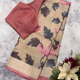 Veena leaves tussar saree