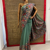 Rising border chiffon kalamkari saree