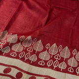 Veena dot block printed tussar saree