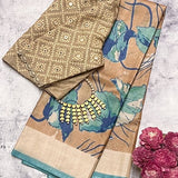 Veena abstract floral tussar saree