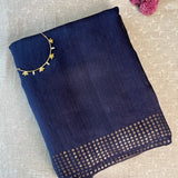 Sequinned Matka Silk Saree - Dark Blue