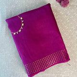 Sequinned Matka Silk Saree - Magenta