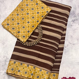 Striped Chiffon saree with tussar border