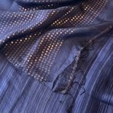 Sequinned Matka Silk Saree - Dark Blue