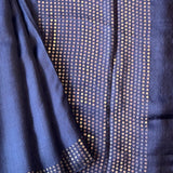 Sequinned Matka Silk Saree - Dark Blue
