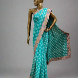 Checked chiffon saree with tussar border