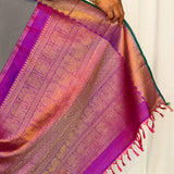Mishrita Meenakari Border Chiffon Saree - Grey, Purple and Peacock Blue