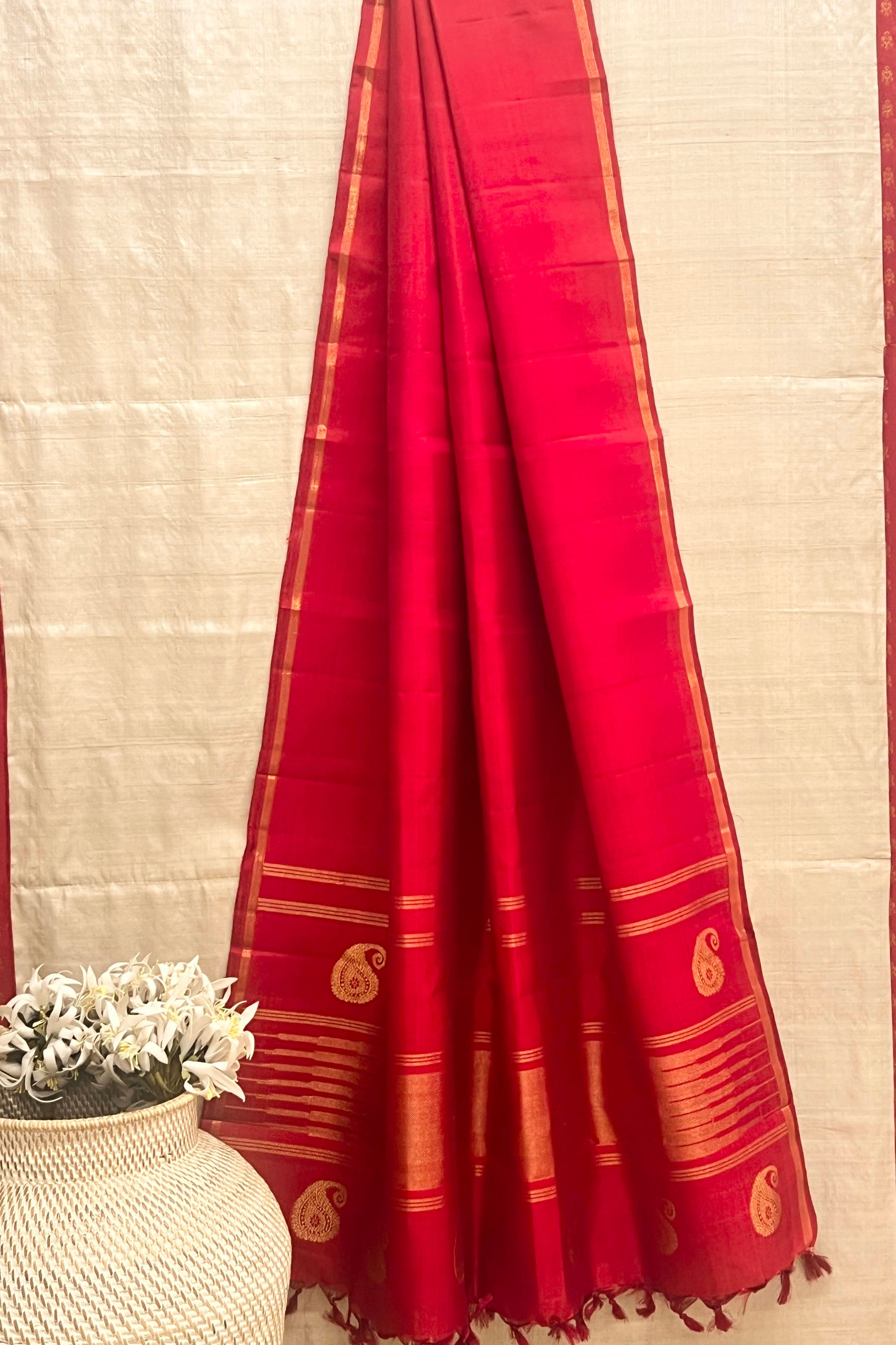 Plain kanchipuram silk dupatta