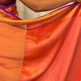 Mishrita Rudraksham Border Chiffon Saree - Peach, Pink and Green