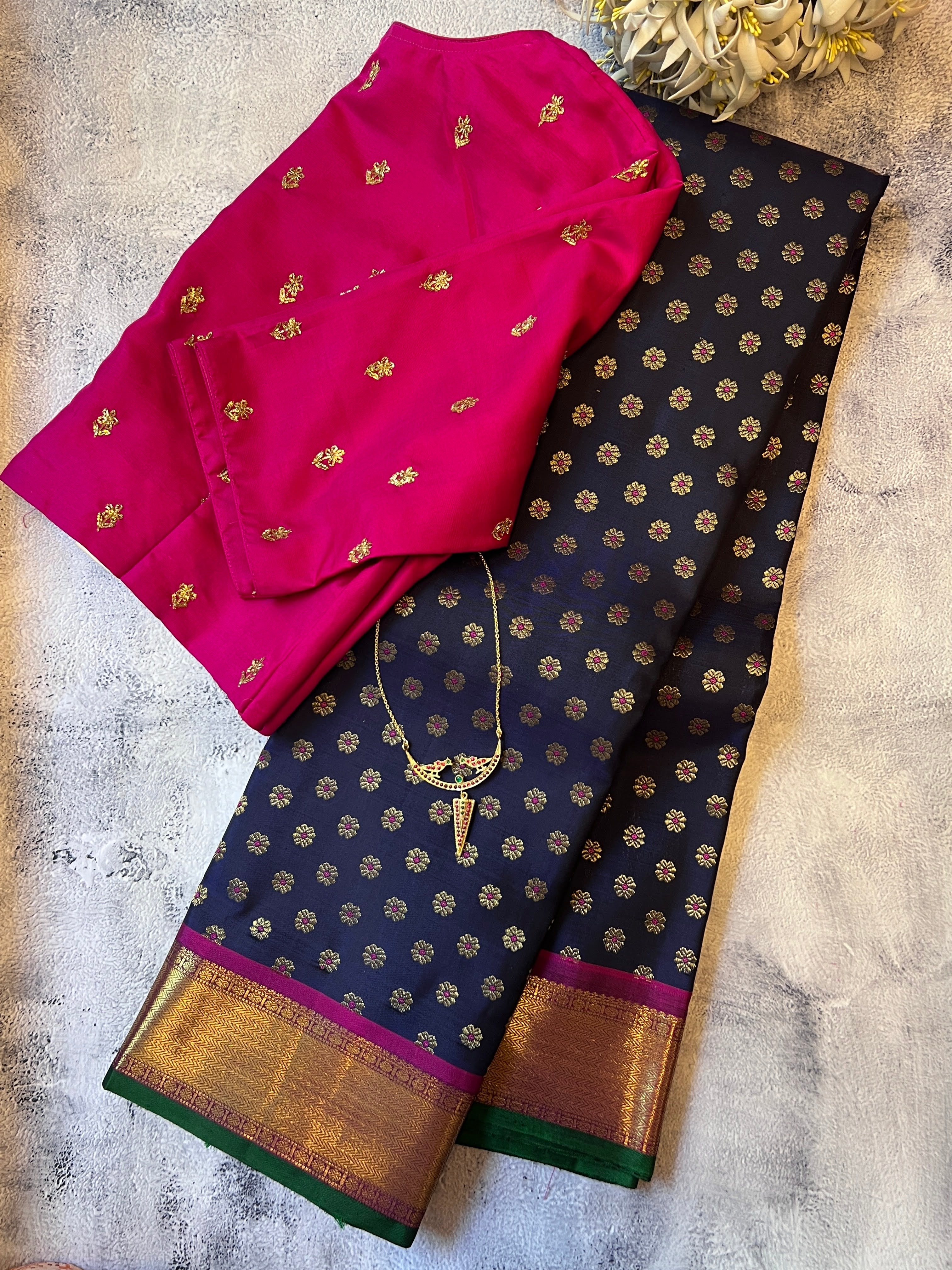 Sumangala meenakari Kanchipuram silk saree