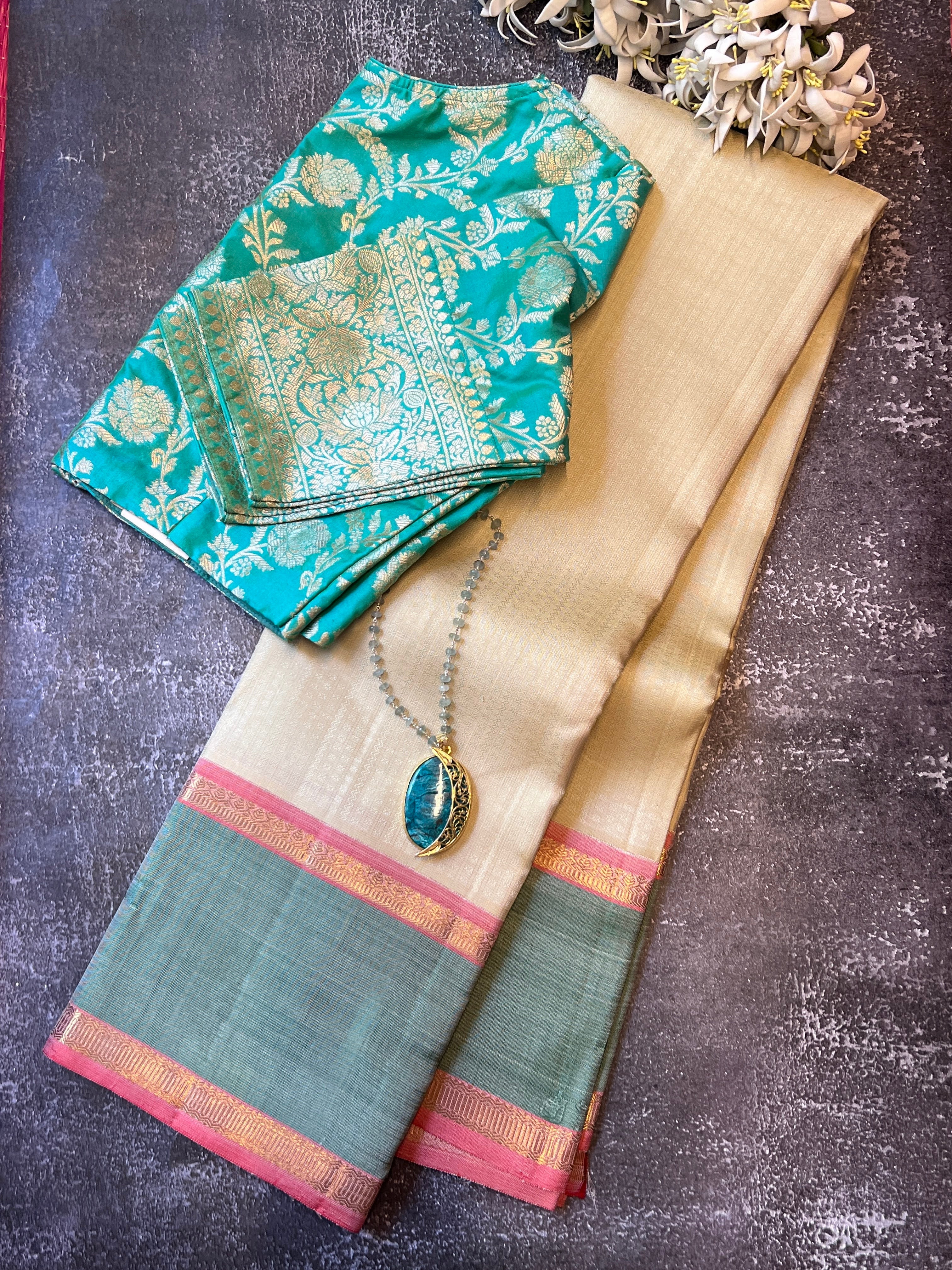 Tejasvi rudraksh kanchipuram silk saree