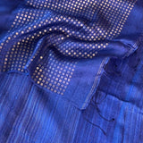 Sequinned Matka Silk Saree - Navy