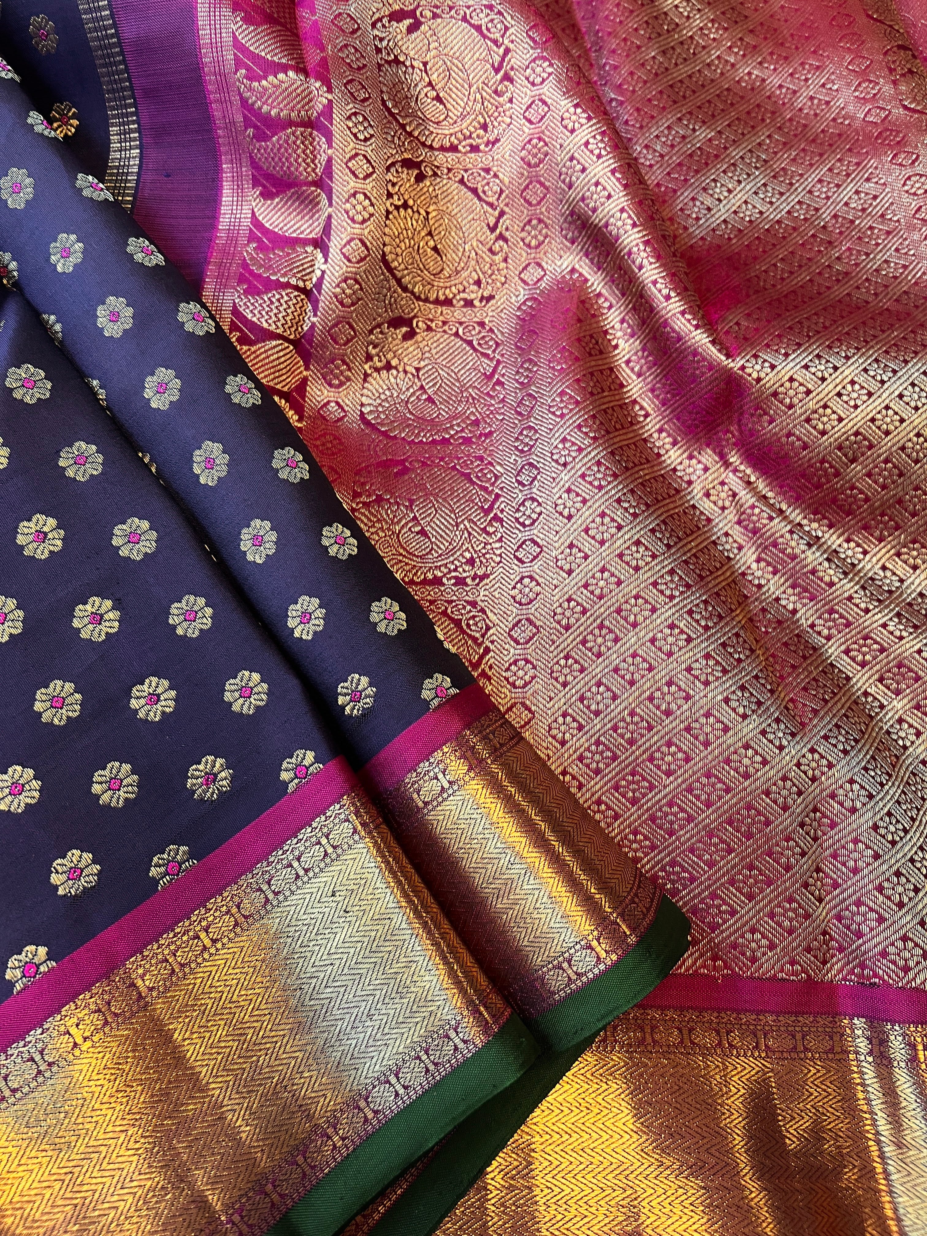 Sumangala meenakari Kanchipuram silk saree