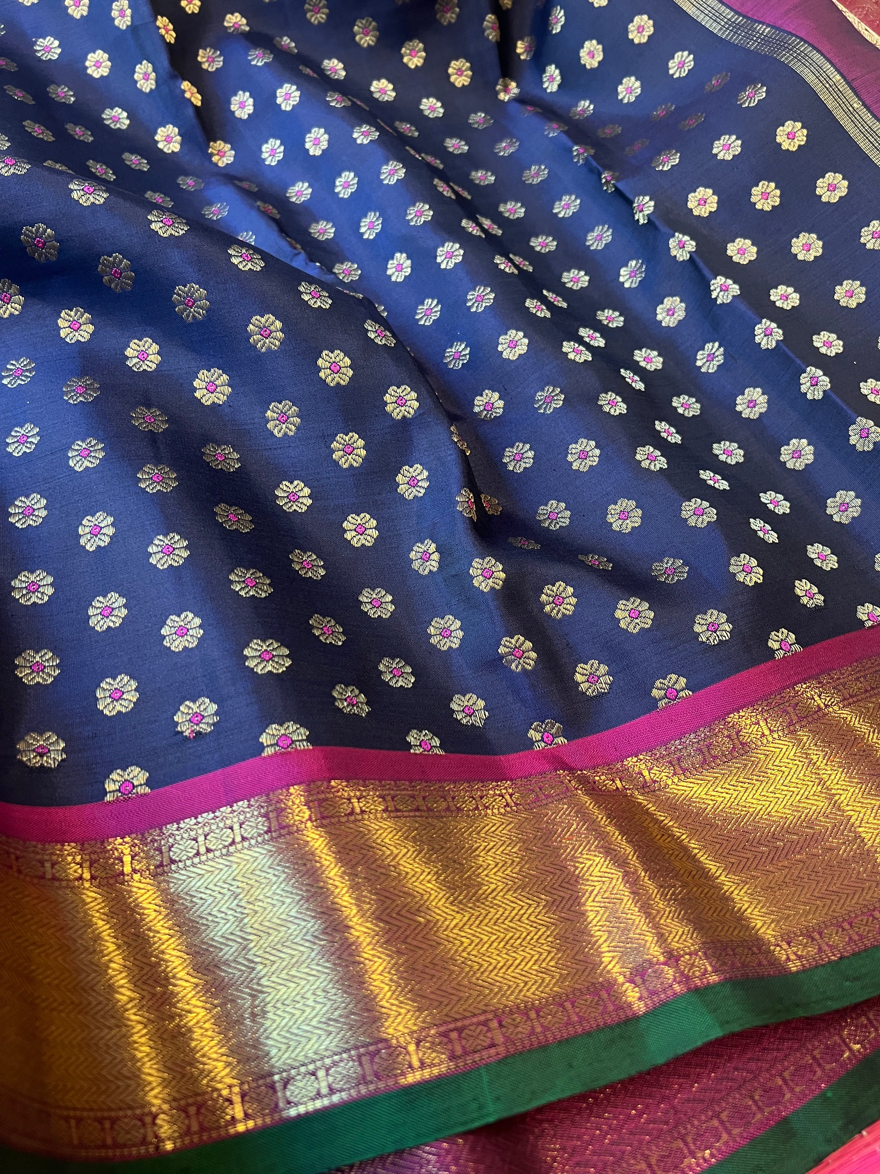 Sumangala meenakari Kanchipuram silk saree