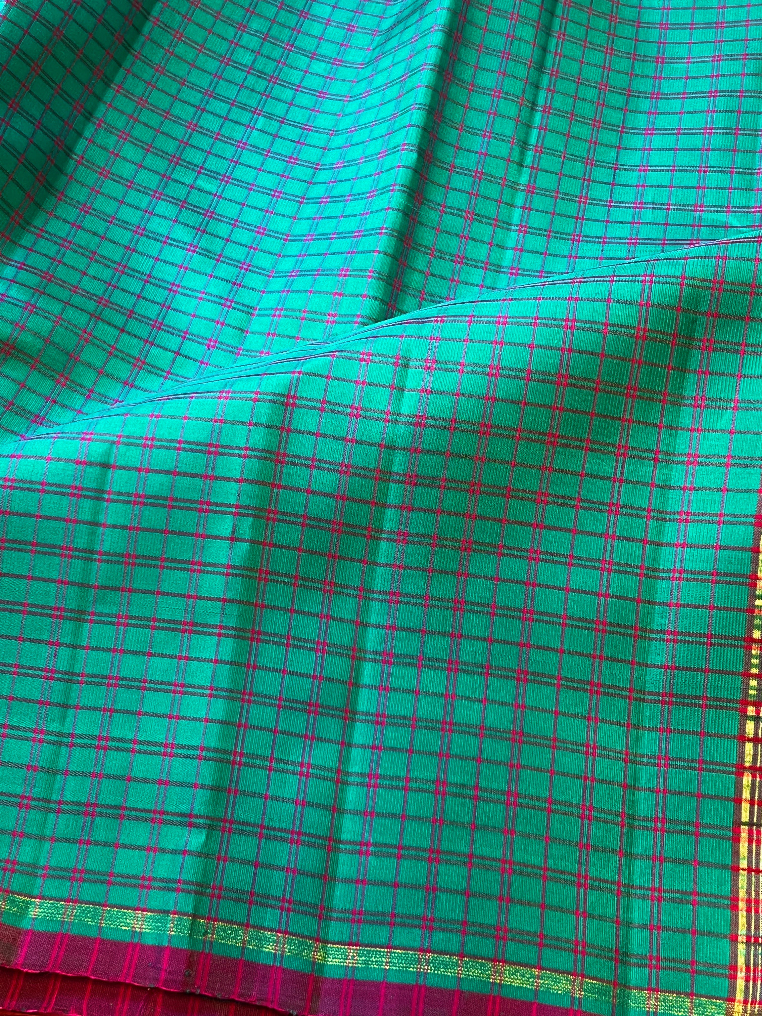 Charita chettinad checked Kanchipuram silk saree