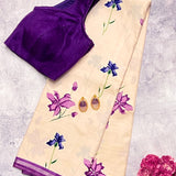 Mila brocade hibiscus saree