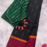 Vera raindrops kanchi silk saree with contrast border