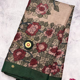 Bed of roses tussar kalamkari saree