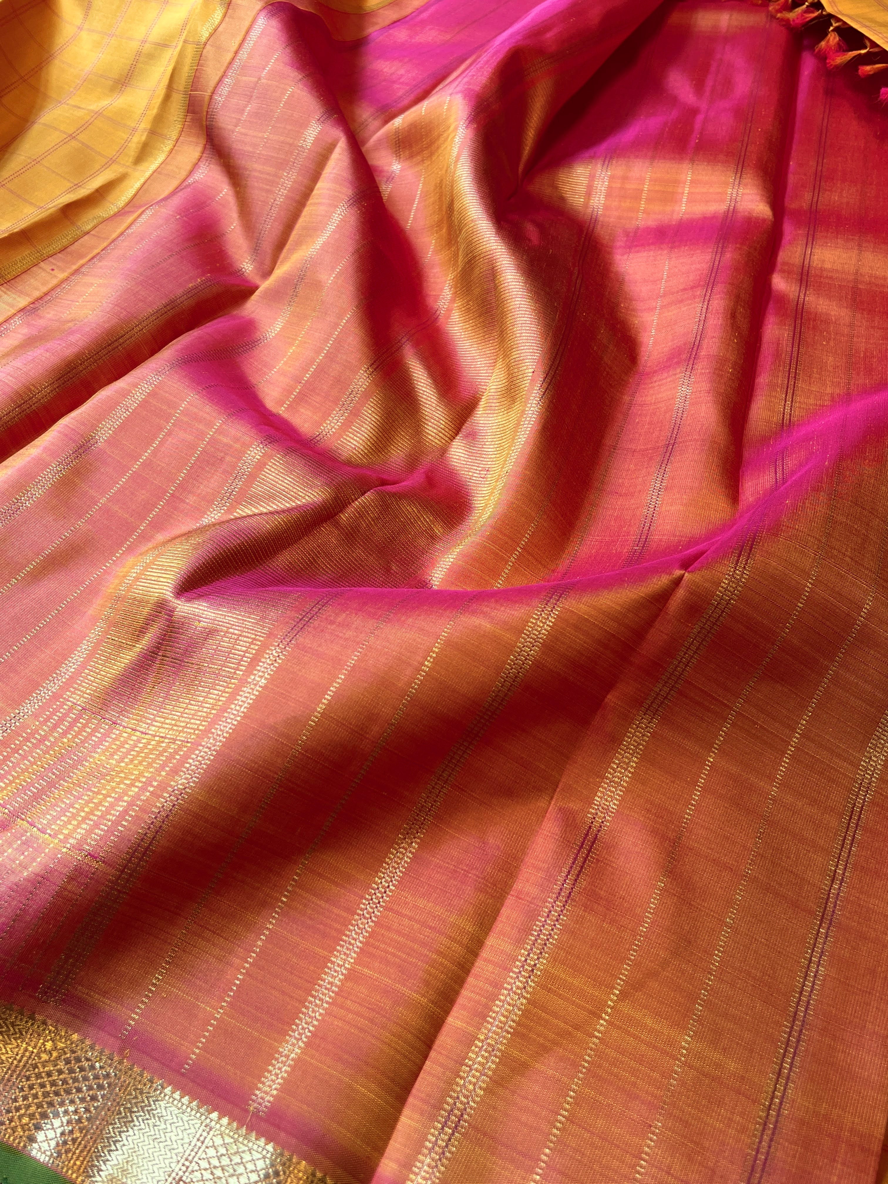 Charita checked zari border kanchipuram silk saree