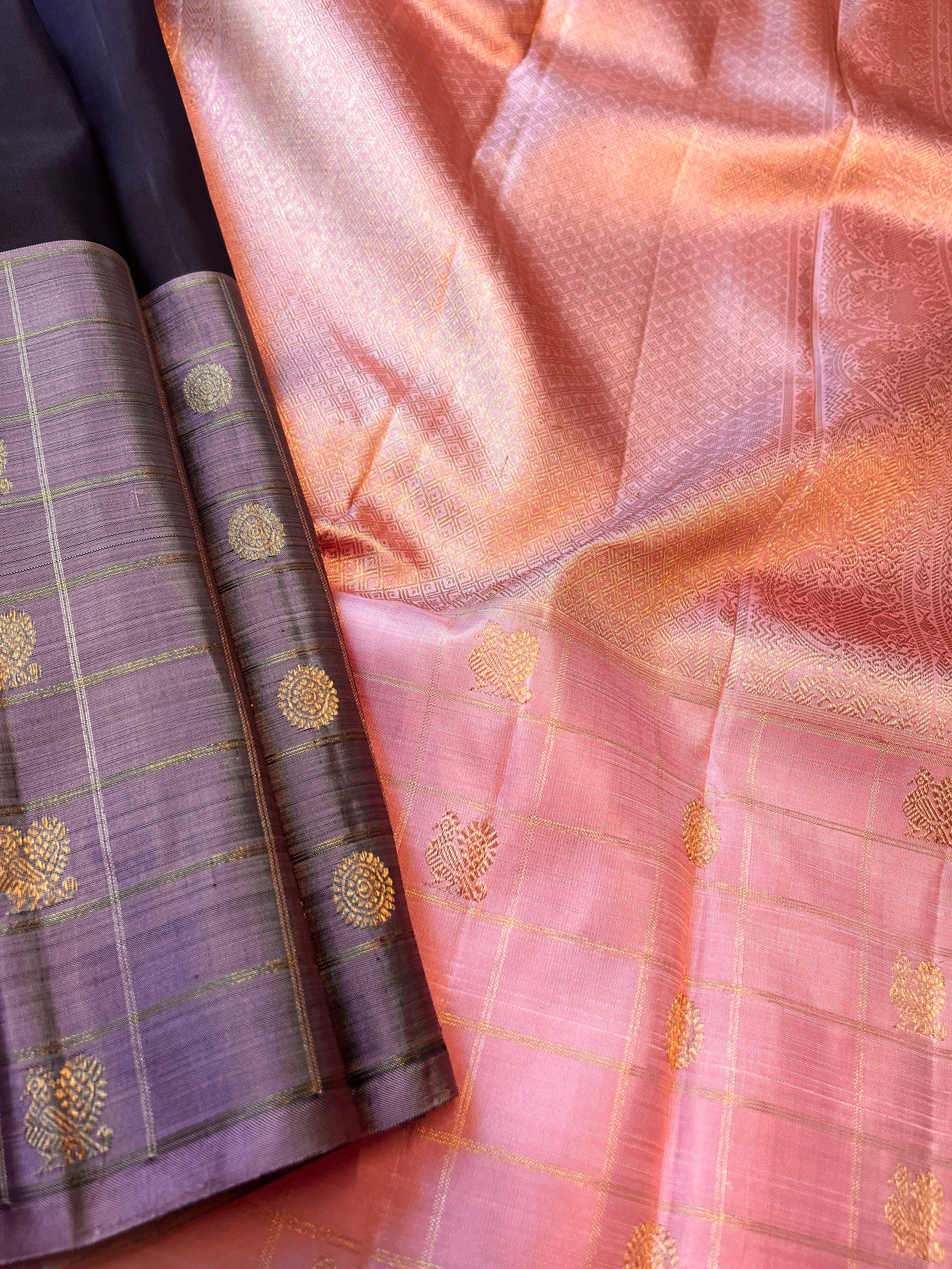 Trayi mayil chakram kanchipuram silk saree