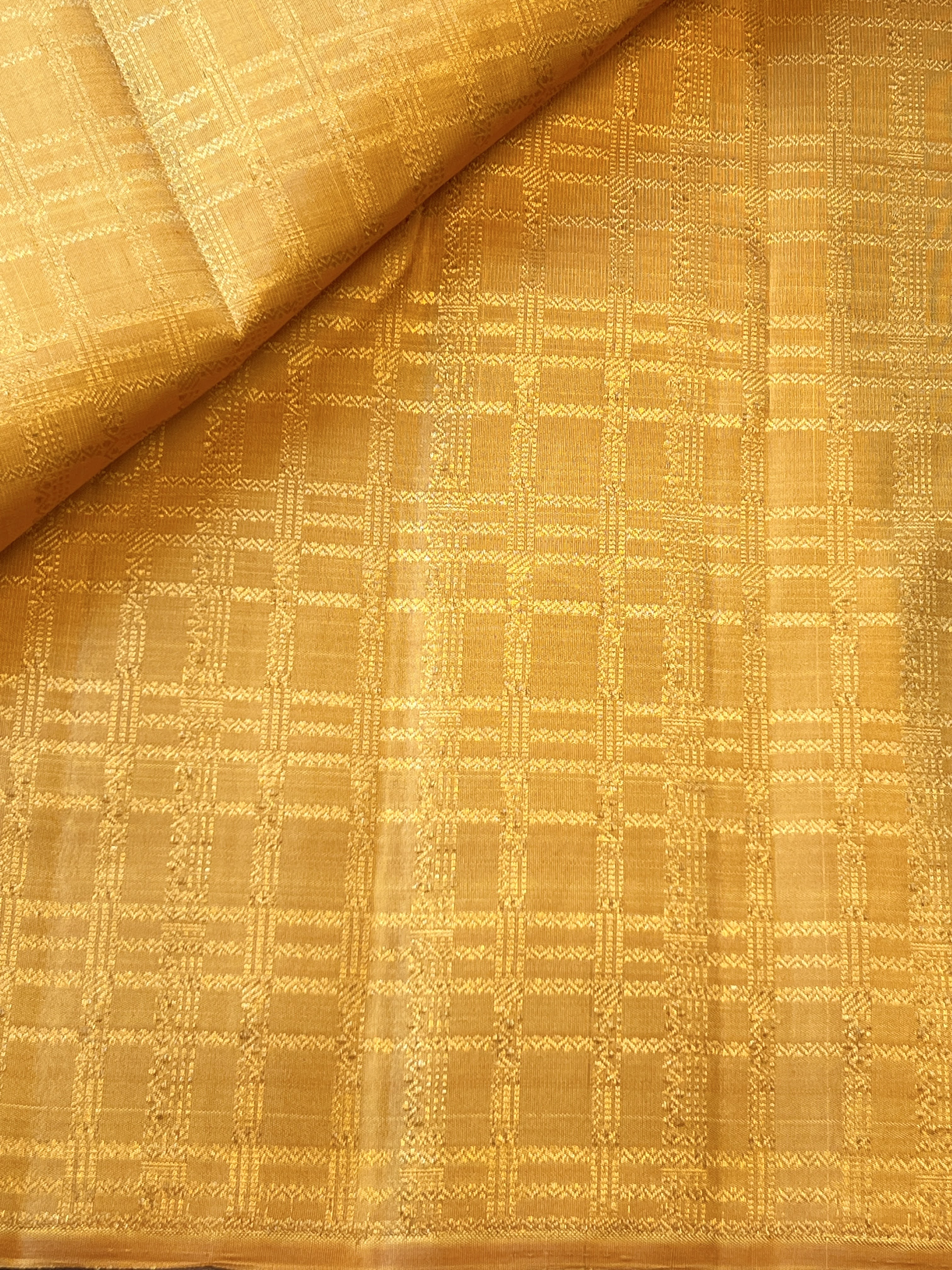 Ornate checked kanchipuram silk fabric