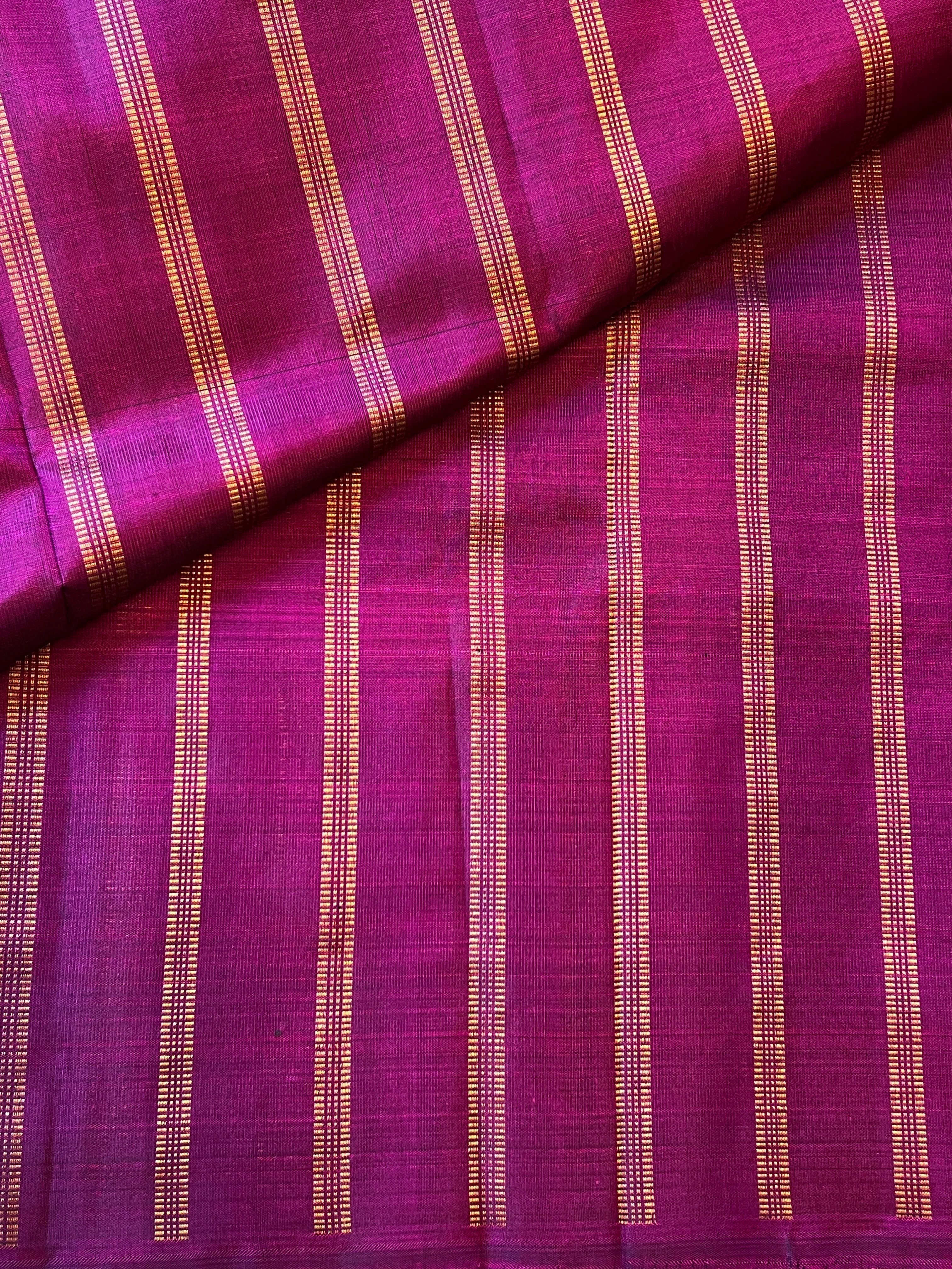 Vertical lines kanchipuram silk yardage