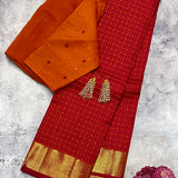 Charita dotted lines kanchi silk saree with border