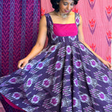 Elements Gemstone Pintuck Ikat Dress - Amethyst