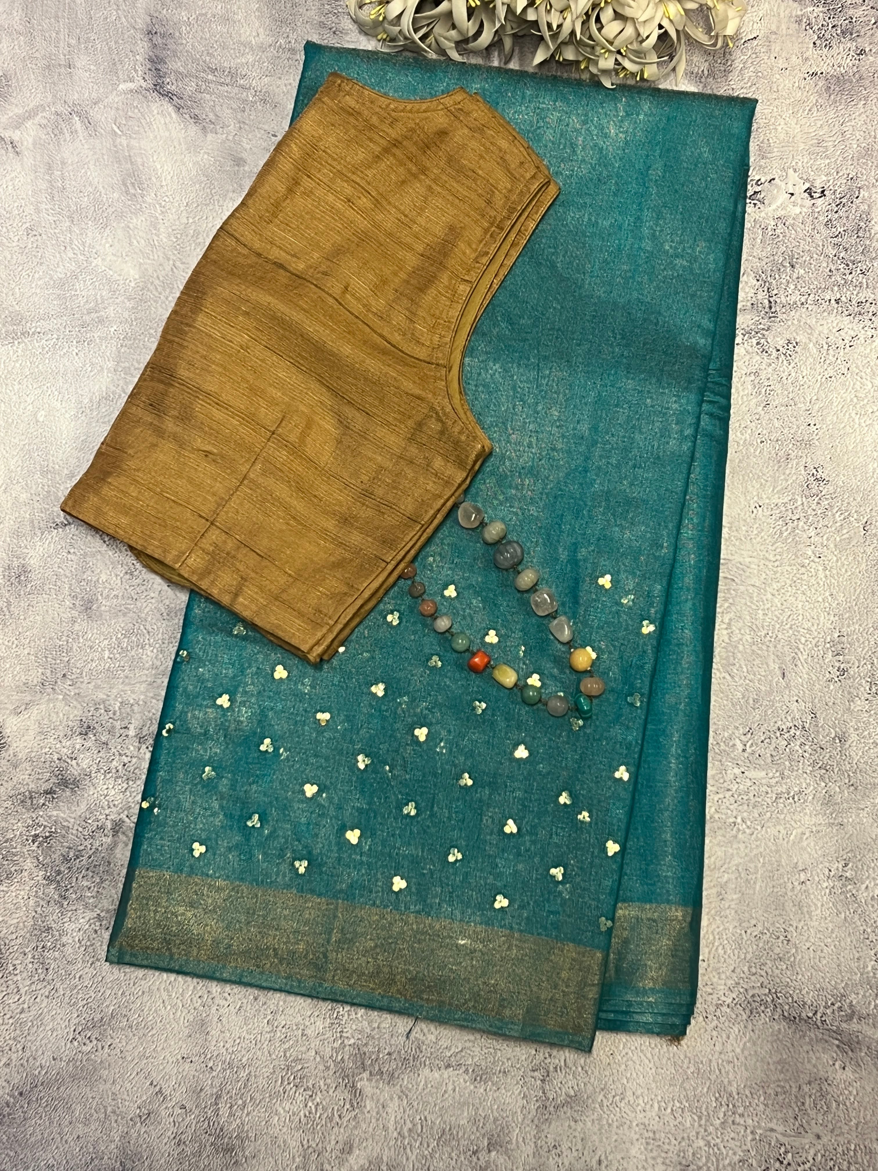 Sequinned tissue saree