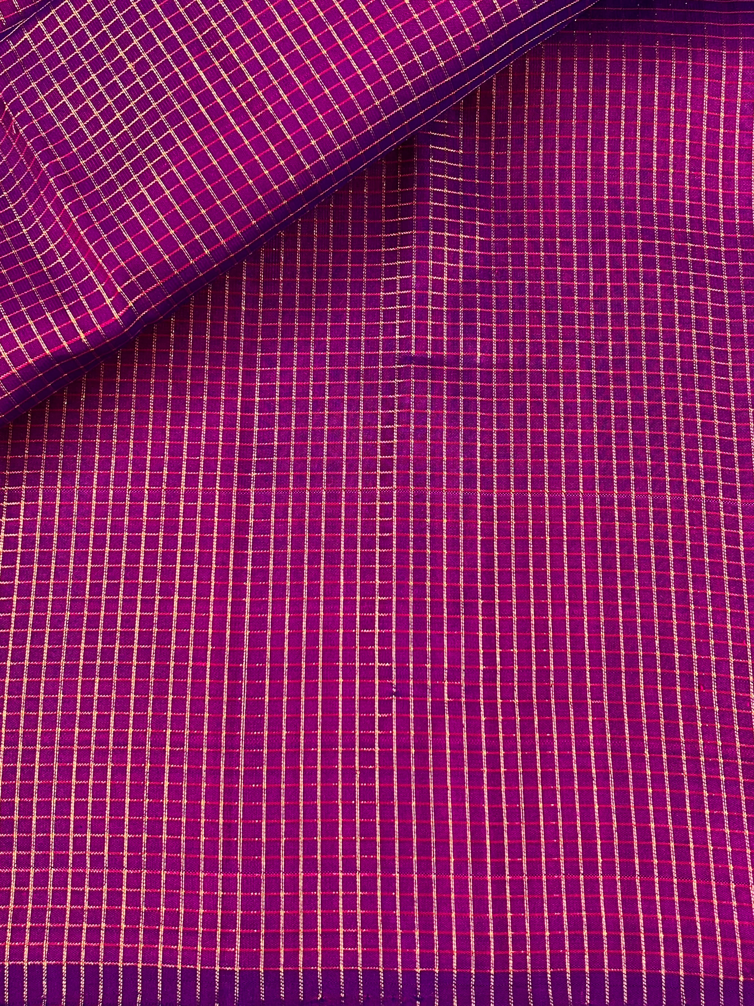 Micro checked kanchipuram silk fabric