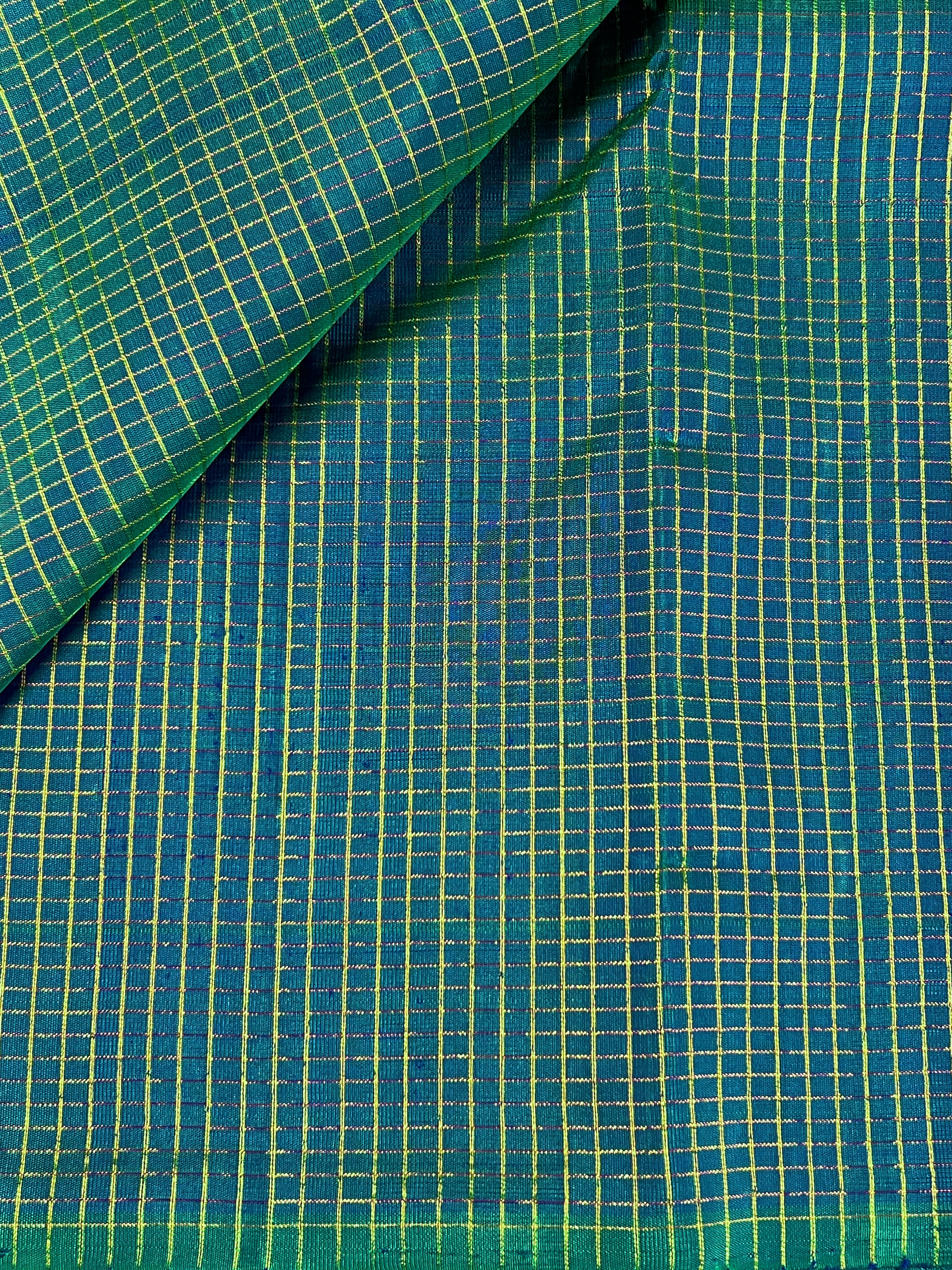 Micro checked kanchipuram silk fabric