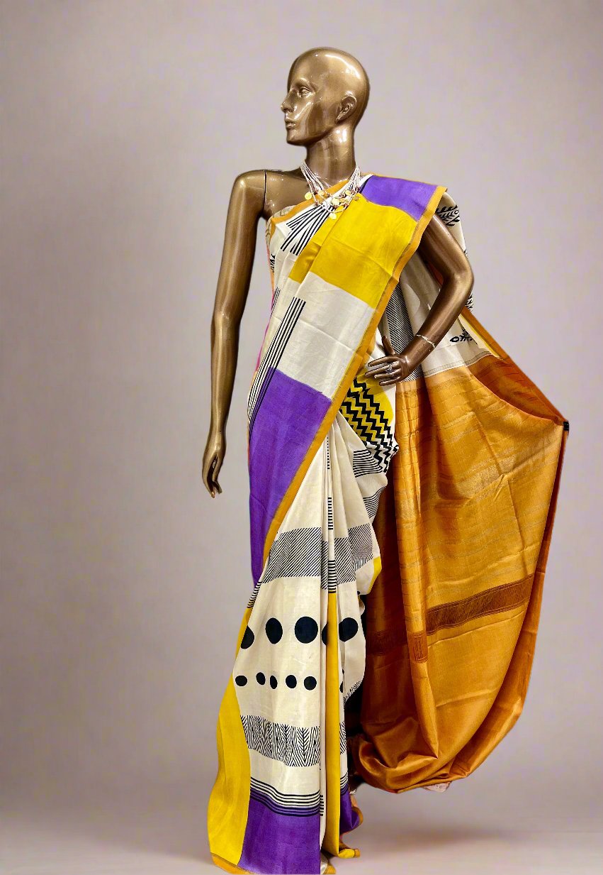 Mila Multiprint kanchipuram silk saree