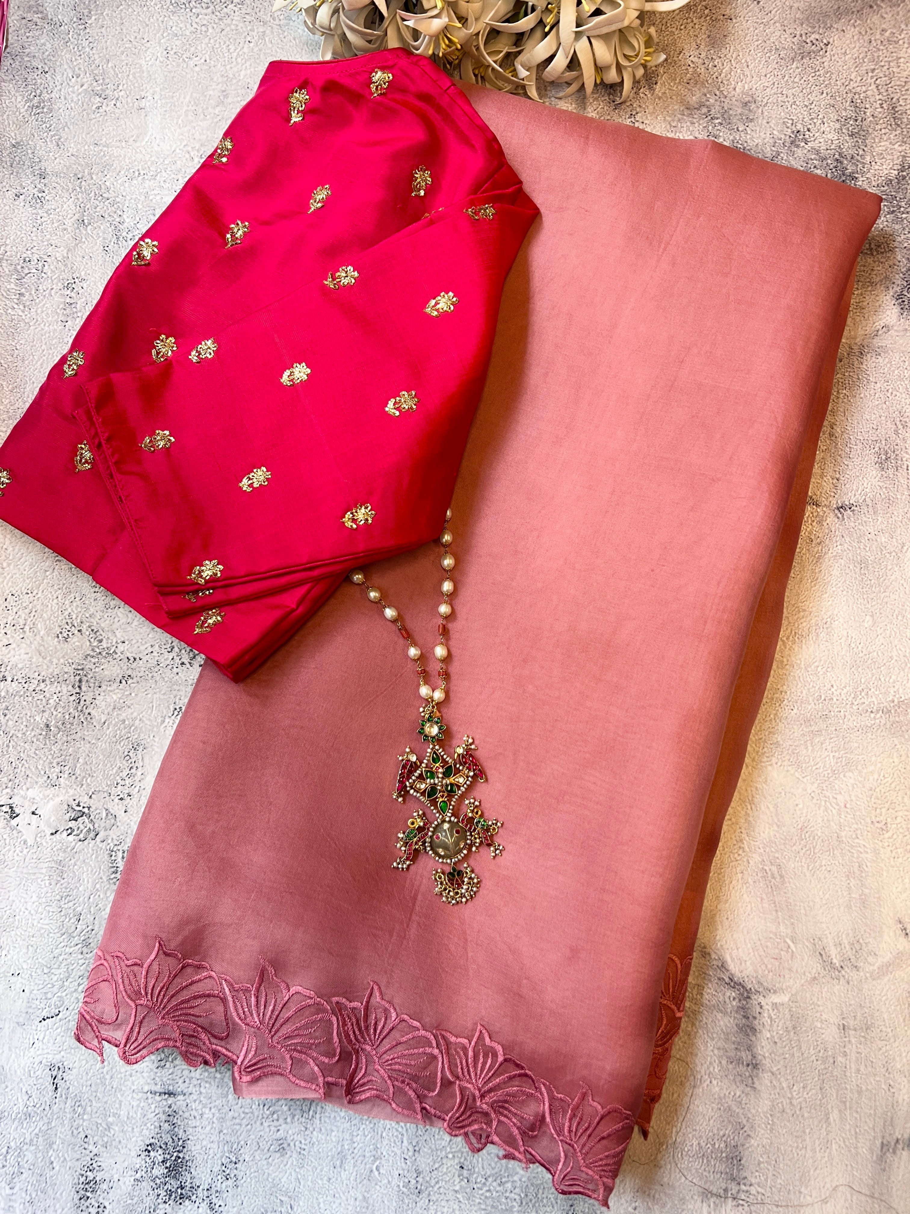 Embroidered organza saree