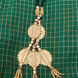 Trio Brass and Threadwork Necklace - Black