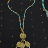Trio Brass and Threadwork Necklace - Blue
