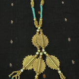 Trio Brass and Threadwork Necklace - Blue
