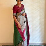 Indra tricolour kanchipuram silk saree