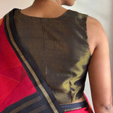 Black and gold zari striped silk blouse