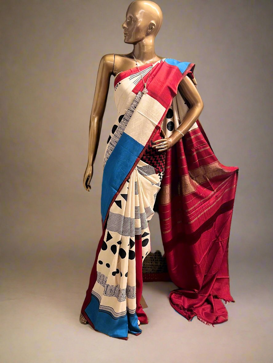 Mila Multiprint kanchipuram silk saree