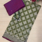 Mishrita Olive Geometric Kota Saree