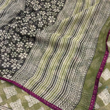 Mishrita Olive Geometric Kota Saree