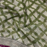 Mishrita Olive Geometric Kota Saree