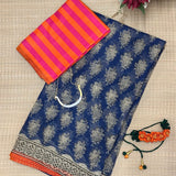 Mishrita Indigo Foliate Kota Saree