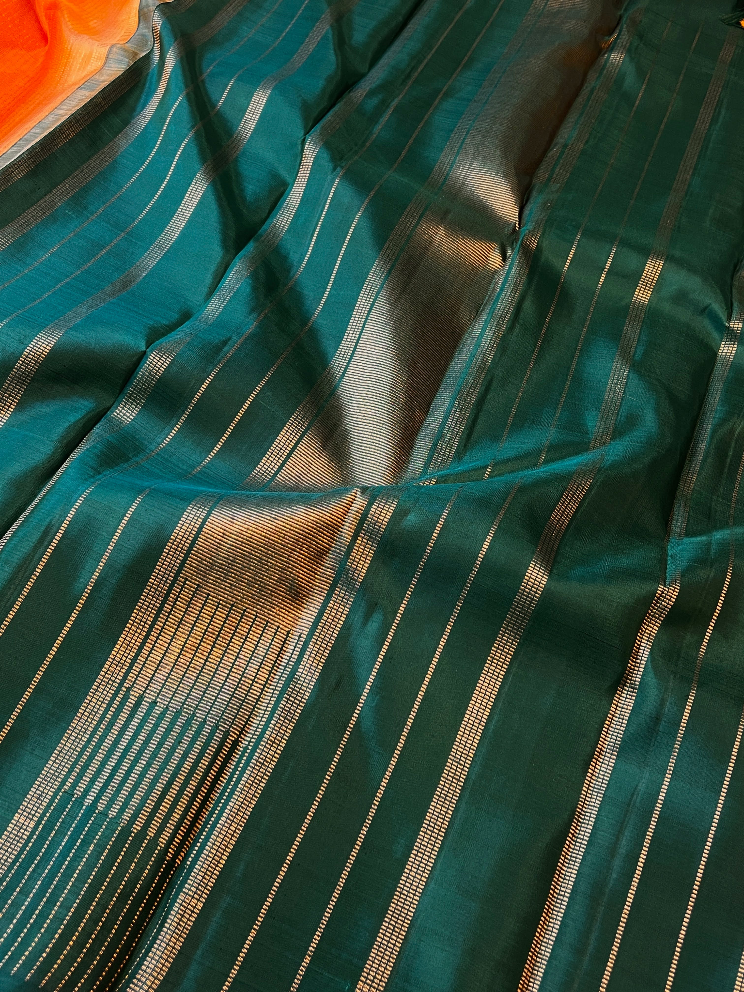 Nihira rising lines kanchipuram silk saree