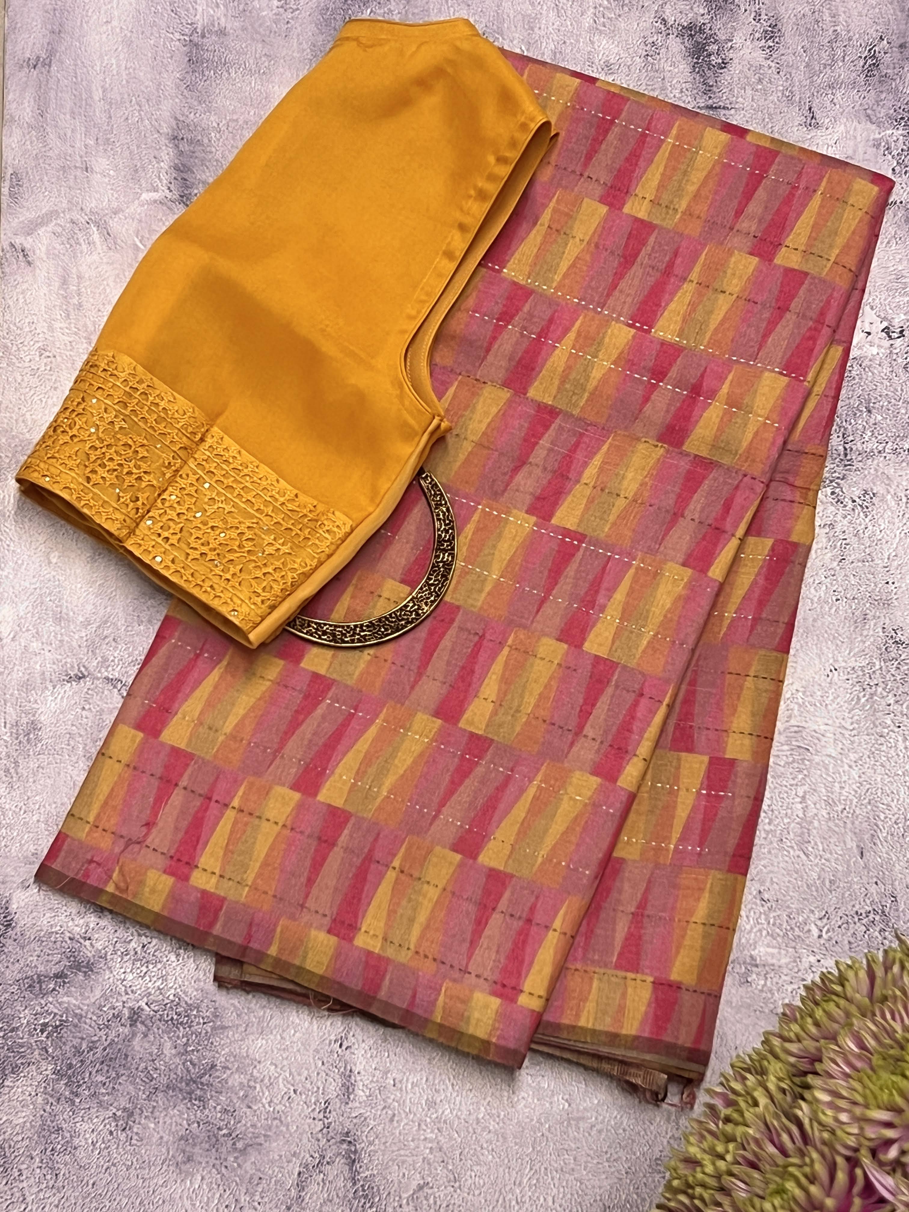 Ombre printed tussar saree