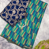 Ombre printed tussar saree